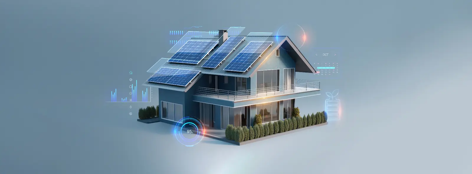 Modernes Haus mit intelligentem Energiesystem